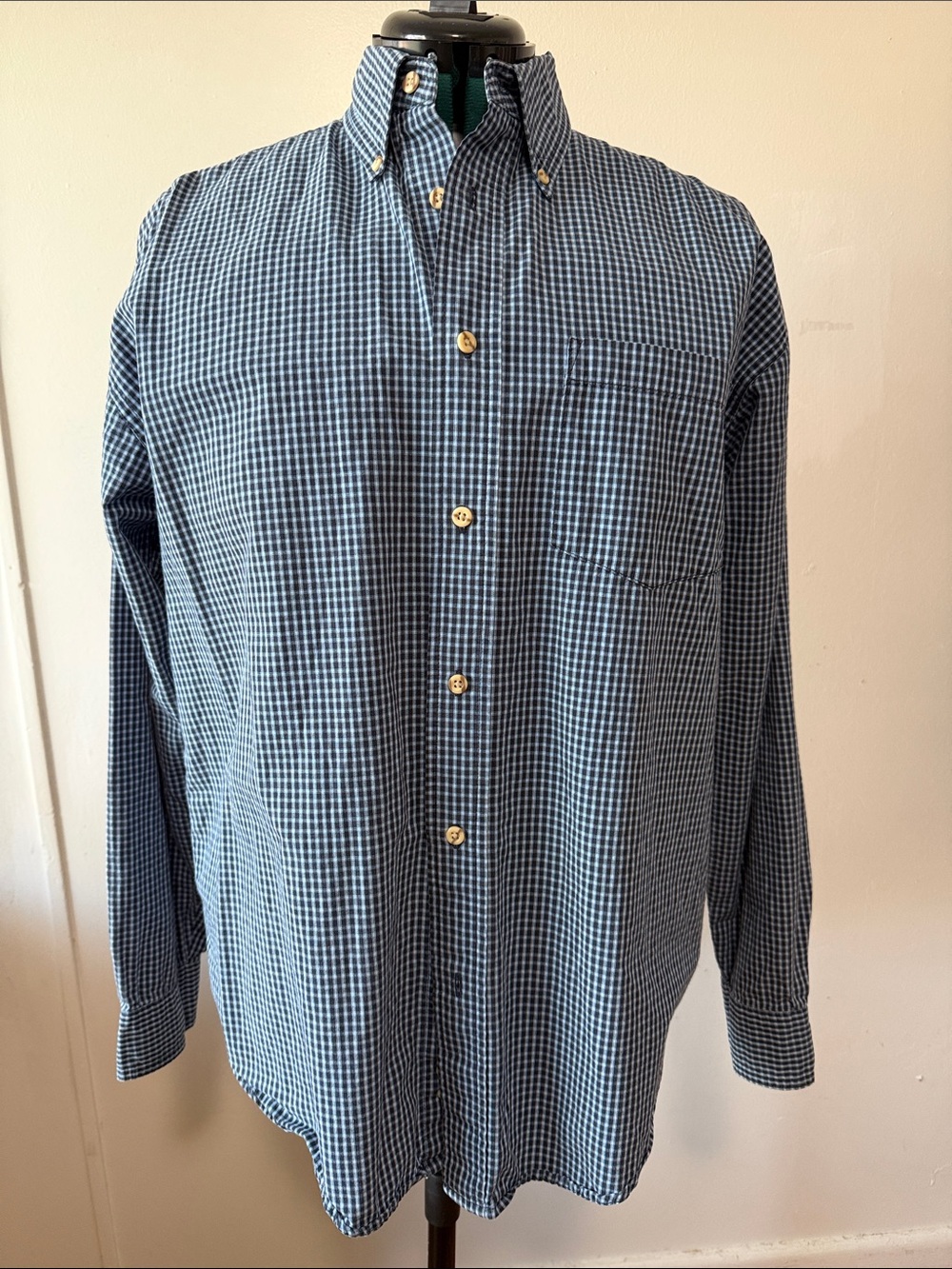 Wrangler Men's Blue Check Button-Down Shirt